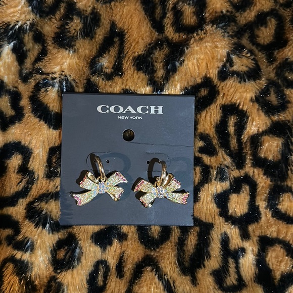 Coach Jewelry - Coach New York Rainbow Sparkly Bow Earrings NWT